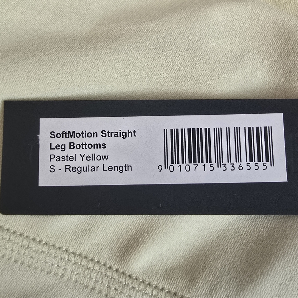Oner Active SoftMotion Straight Leg Bottoms - Pastel Yellow size SMALL REGULAR - Picture 7 of 7